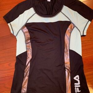Fila Black and Mint Performance Tee